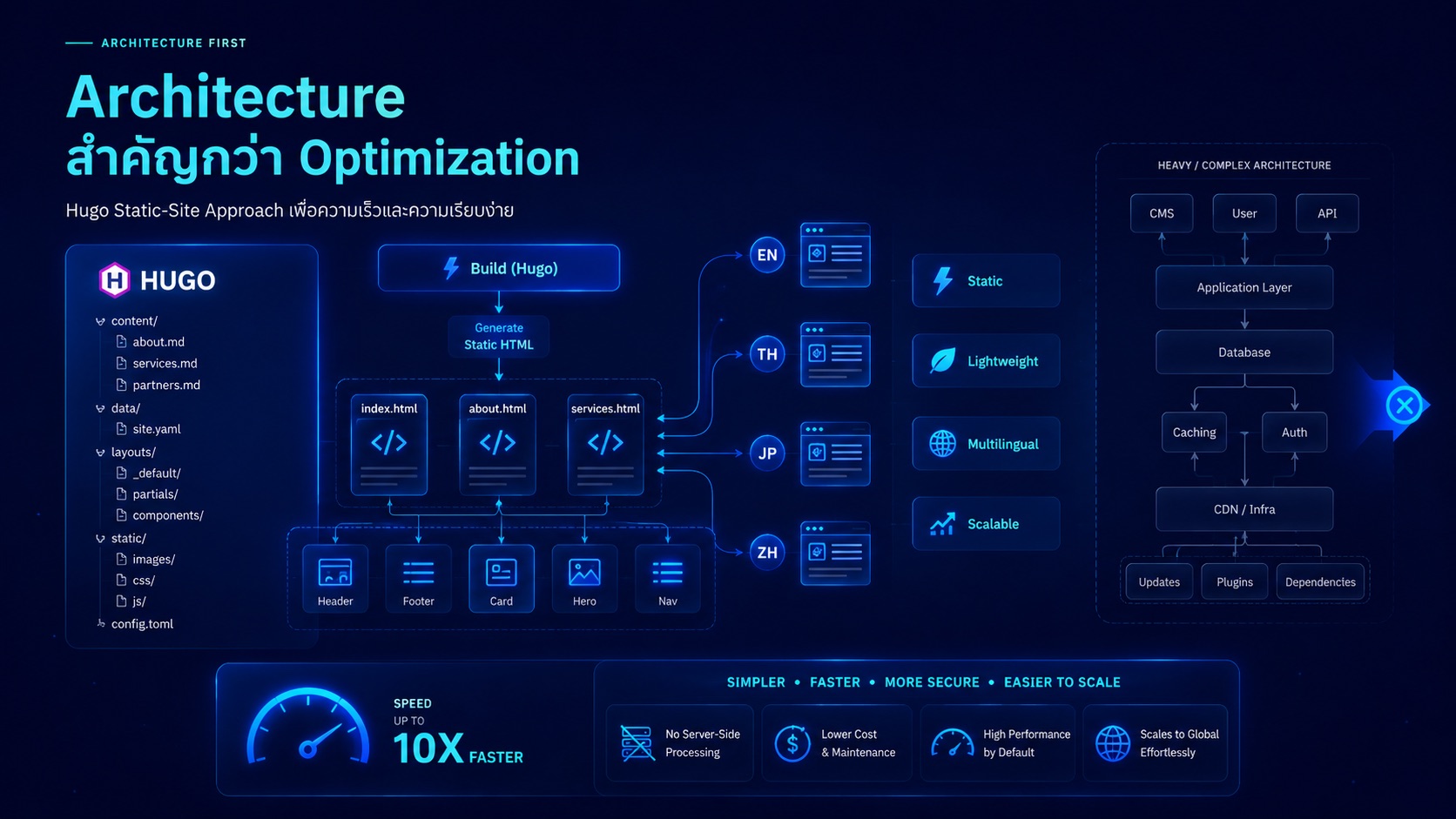 Architecture สำคัญกว่า Optimization — Hugo Static Site Approach เพื่อความเร็วและความเรียบง่าย